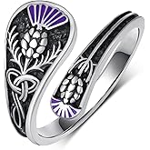 TYSO Scottish Thistle Jewelry 925 Sterling Silver Scottish Thistle Spoon Ring Scotland Celtic Knot Rings Jewelry Gifts for Women