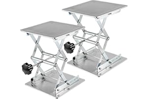 ZEONHAK 2 Pack Stainless Steel Lab Jack, 8x8 Inch Scissor Lift Table Stand, Mini Laboratory Platform Lift for Adjustment Microscope, Lab Equipment