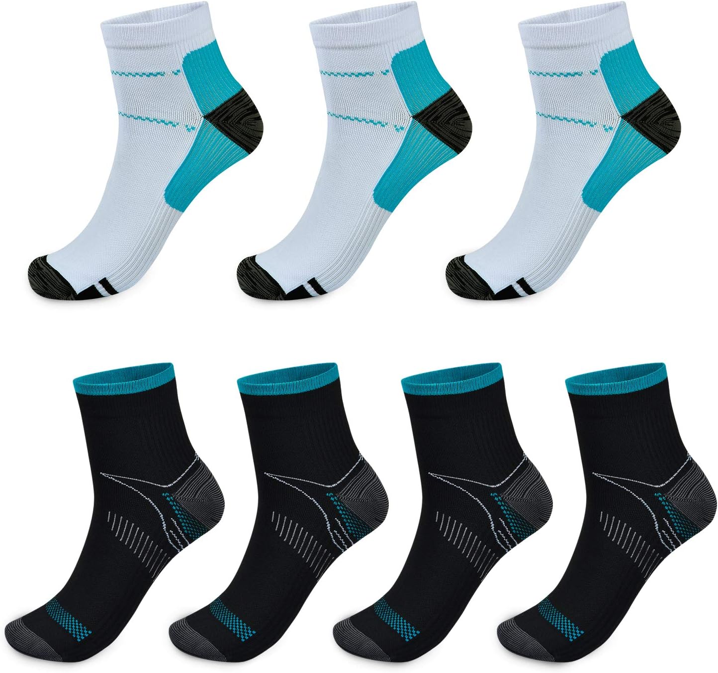 Blahhey 7 Pairs Ankle Compression Socks for Men & Women Athletic Comfortable