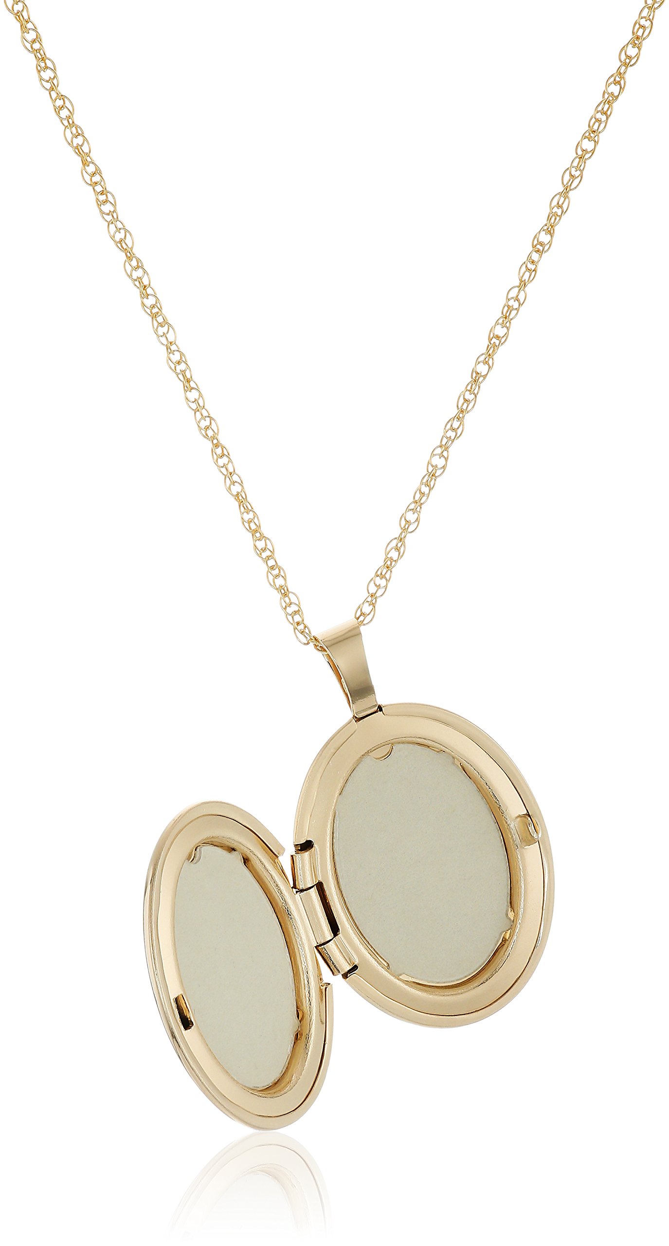 Amazon Essentials 14k Gold-Filled Polished Oval Pendant with Genuine 0.01 cttw Diamond Locket Necklace, 18