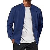Runcati Mens Suede Bomber Jackets Full Zip Casual Softshell Varsity Jacket Lightweight Vintage Fall Coat with Pockets