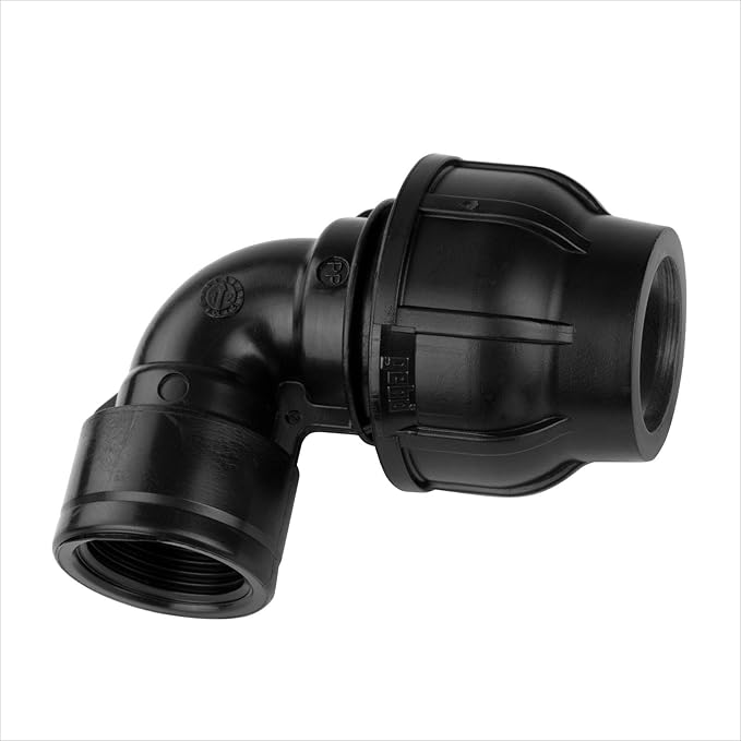 H2O-Flex Black Edition 20er PP - Gomito 90° Con Raccordo A Compressore DVGW Per Tubo PE 20mm - 4