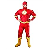 Rubies Men's Deluxe The Flash Costume Padded Jumpsuit and Headpiece