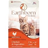 Earthborn Holistic Primitive Feline Grain Free Chicken Dry Cat Food 12.5 lb | Primitive Feline Grain-Free Dry Cat Food, High Protein Chicken Recipe, Indoor All Life Stages Formula