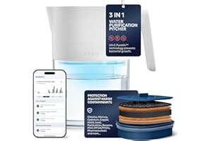 LARQ PureVis 3-in-1 Water Pitcher – Purifier, Filter & Tracking, 8-Cup Water Purifier Pitcher with Advanced Filter for Clean 