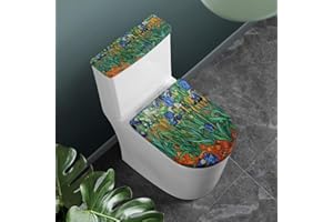 Flashideas Van Gogh Iris Toilet Lid Cover and Toilet Tank Cover Soft Plush Seat Covers Tank Lip Covers Fits Most Toilet Tanks & Lids Bathroom Decoration Accessories