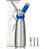 MOSA Professional 1 Pint (500mL) Blue Stainless Steel Whipped Cream Dispenser, 3-in-1 Cream Whipper, Nitro Cold Brew Maker &