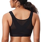 DELIMIRA Women's Front Closure Posture Wireless Back Support Full Coverage Bra