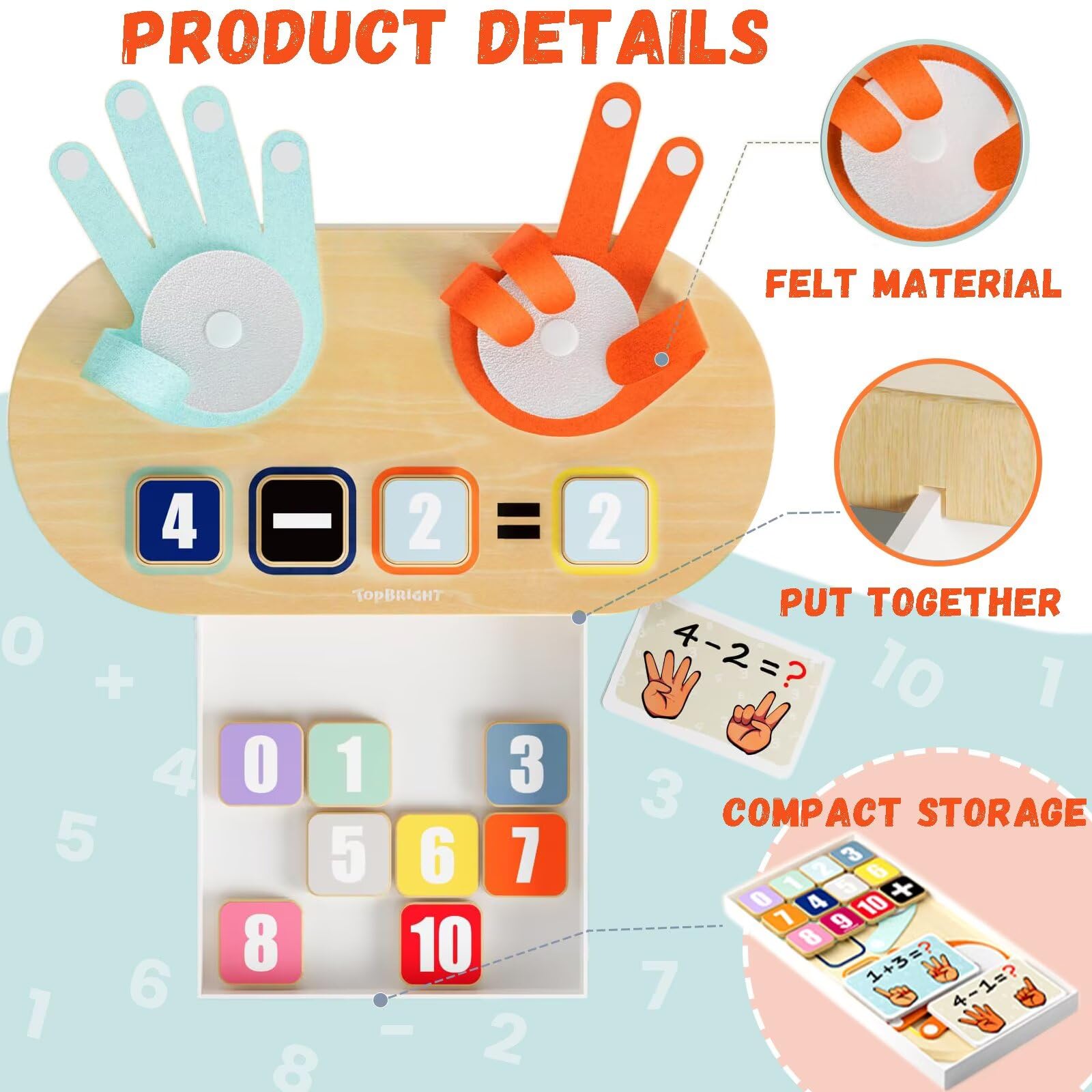 TOP BRIGHT Preschool Learning Toys for Toddlers 2-4, Montessori Toys for 3 4 5 Year Old Sorting Stacking Toys, Educational Math Manipulatives Number Counting Blocks for Kids
