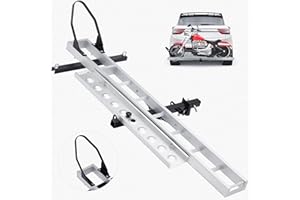 Azaeahom Motorcycle Hitch Carrier, 400LBS Heavy Duty Dirt Bike Carrier with 46'' Longer Ramp, Anti-Tilt Locking Device, Motorcycle Rack for Dirt Bike Hauler, Car, Truck with 2" Hitch Receiver