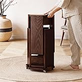 Ehjuwe 2-Pack Stackable Stools with Wheels | 18 Inch Nesting Side Tables for Living Room| Stackable Coffee Table | Wooden Cha