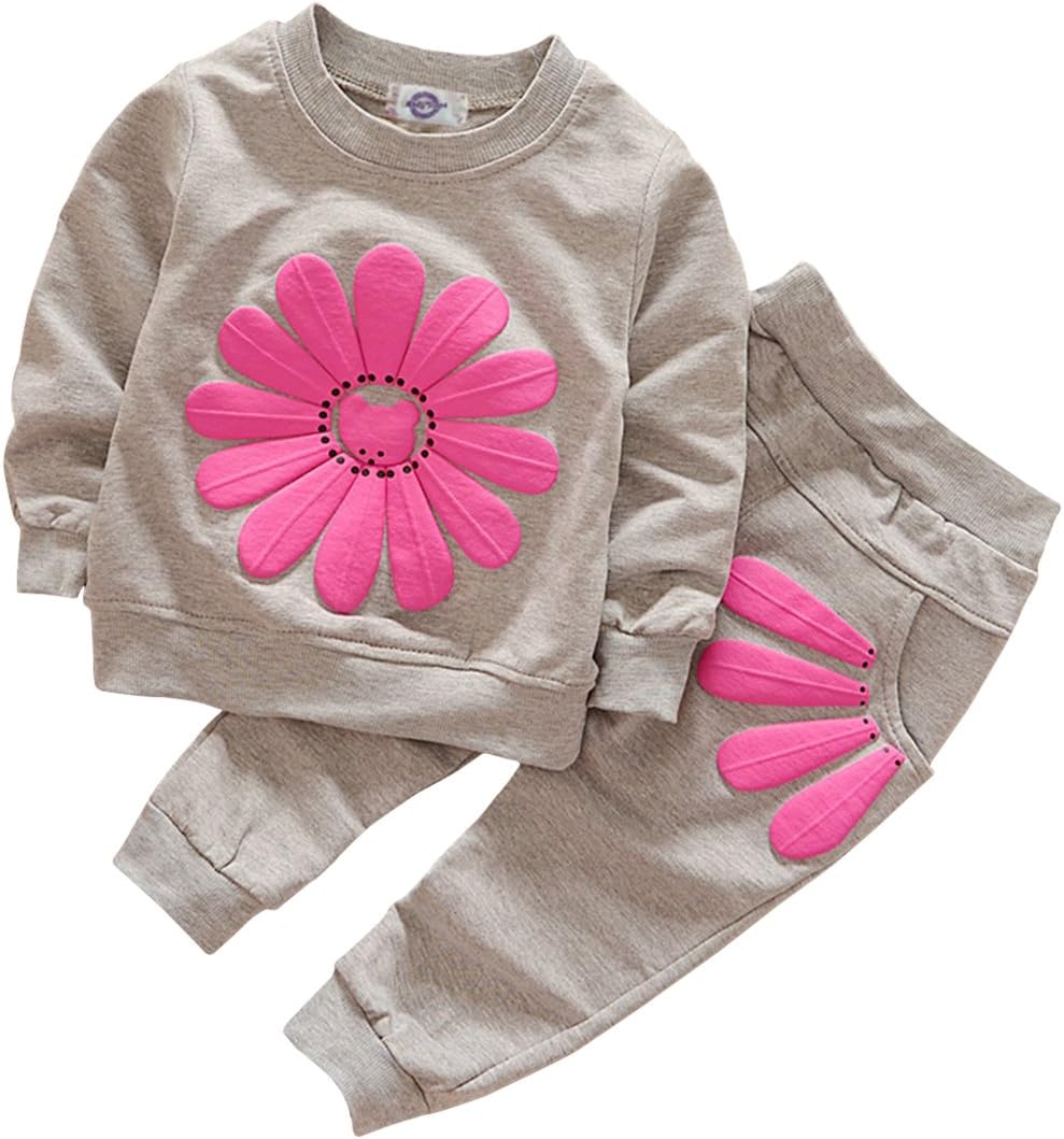 Toddler Baby Girls Sunflower Clothes Set Long Sleeve Top and Pants 2pcs Outfits Fall Clothes