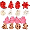 KAISHANE Christmas Themed MINI Cookie Cutter Embossing Mold Fondant Stamper Set - 8Pcs Plastic spring die Biscuits Pastry Cut