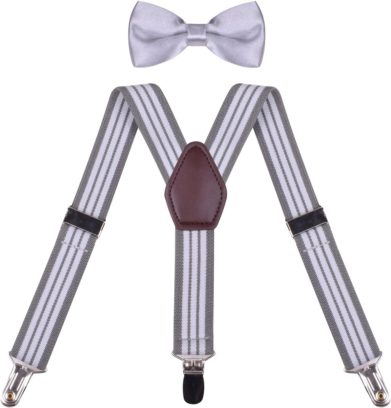 ORSKY Men's Boys' Suspenders with Bow Tie Set Adjustable Y Back