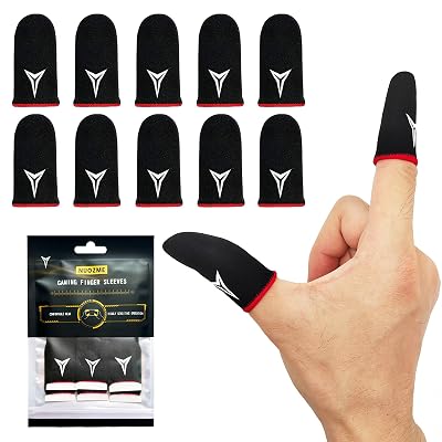 10 PCS Mobile Phone Gaming Finger Sleeves, Nuozme Finger Sleeves Fit All Touchscreen Devices, 0.15mm Superconducting Nanofibers, Smooth Feel, Anti-Sweat, Extremely Thin, Red Edge