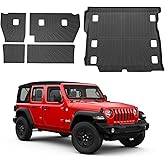 Cacartist Trunk Mat with Backrest Mat Custom Fit for 2018-2024 2025 2026 Jeep Wrangler JL 4x4 4-Door Accessories All Weather 