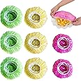 Elastic Food Storage Covers Reusable Stretch Plastic Wrap Bowl Covers Shower Cap Disposable Elastic Alternative Dish Covermate Lids Fit to Foil for Family Outdoor Picnic Bowl Covers for Bread Proofing