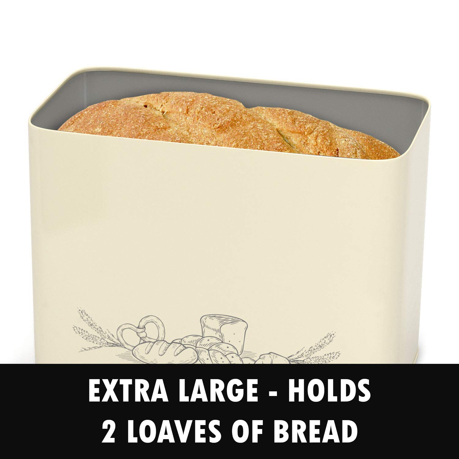 Space Saving Extra Large Vertical Bread Bin with Eco Bamboo Cutting