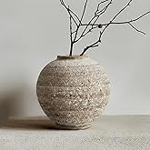 DIF DECO Ceramic Farmhouse Vase Rustic Decor,Pottery Decorative Flower Vases for Home Decor,Boho Vase for Table, Living Room,Bathroom,Shelf,Mantel Decoration,5.5 inch