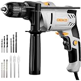 DEKOPRO 6-Amp 1/2-Inch Hammer Drill, Variable Speed Electric Corded Hammer Drill with 12pcs Bit for Concrete &amp; Wood, 2 Functions in 1 with Keyed Metal Chuck, 360&deg; Rotating Handle