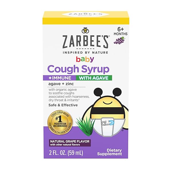 ZARBEE’S BABY COUGH SYRUP + IMMUNE WITH ORGANIC AGAVE + ZINC; NATURAL GRAPE FLAVOR; FOR BABIES 6+ MONTHS, 2 FL OZ(PACK OF 1)