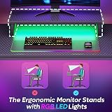 Bestier Small Gaming Desk 106.6 cm LED Monitor Stand Cup Holder Hooks view 6