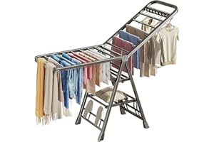 Mimiblack Clothes Drying Rack Foldable– 71'' Heavy Duty Metal Laundry Dryer with Wheels, 27 Rods, Extra-Thick Free-Standing D