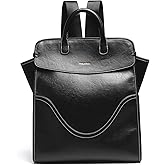 GELANNI Medium Laptop Backpack Purse for Women and Men PU Leather Anti-theft Fashion Large Capacity Travel Casual Rucksack Convertible Business Computer Bags 240A Black