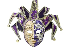Quligeta Masquerade Venetian Jester Mask Music Mardi Gras Wall Decorative Art Collection Mask