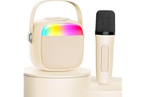 HWWR Karaoke Machine for Kids & Adults, Mini Portable Bluetooth Speaker with Microphones, Home Party Karaoke Speaker Support SD Card/USB, Gift for Brithday, and Toys for Girls/Boys