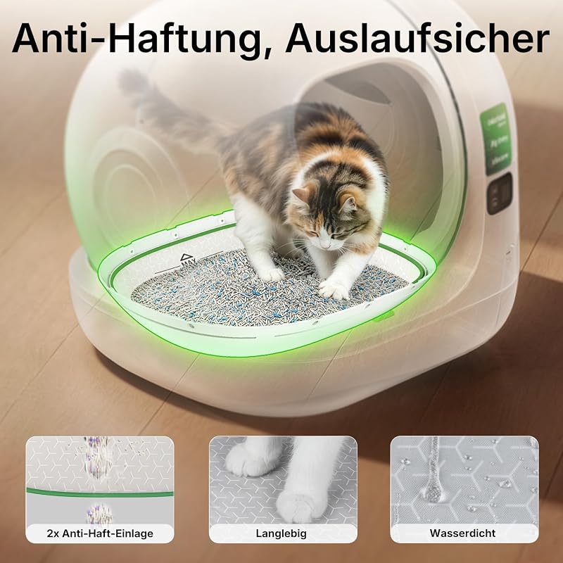 Purobot Max 3 Selbstreinigende Katzentoilette,76L Katzenklo Selbstreinigend,Doppelte Geruchsbeseitigung,Um 43% vergrößrter Eingang,Verbesserte auslaufsichere Innenhülle für Mehrere Katzen