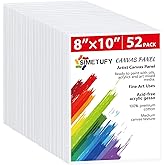 Simetufy Canvas Boards for Painting 52 Pack 8 x 10 Inch Blank Flat Canvas Panels 100% Cotton Pre-Primed for Acrylic & Oil Paint, Art Supplies for Kids & Adults