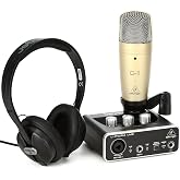 Behringer U-PHORIA STUDIO Complete Recording/Podcasting Bundle with USB Audio Interface, Condenser Microphone, Studio Headphones and More