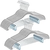 HOUSE DAY Velvet Hangers with Adjustable Clips 20 Pack, Non-Slip Suit Organizer with 360° Hook - Heavy Duty Hanger for Pants, Skirts, Blouses, Dresses - Outfit Hangers All-Season Space Saver (Grey)