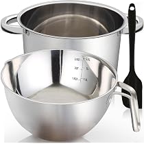 Ronyme Ensemble Double Bain-Marie Inox 2,8L + 2L - Idéal Fonte Chocolat, Caramel, Savon, Bougies