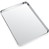 Cookie Sheets for Baking, Stainless Steel Baking Sheet Baking Pan Tray - 12.4 x 10 x 1 Inch, Non Toxic & Healthy, Mirror Finish & Easy Clean, Dishwasher Safe & Heavy Duty