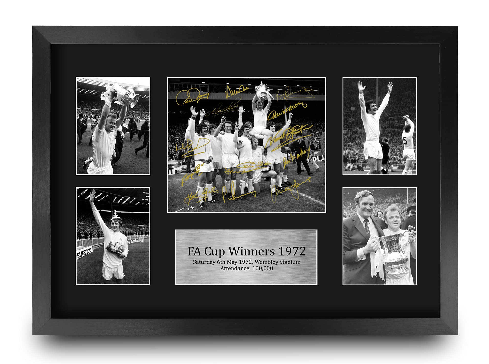 HWC Trading FR A3 Leeds United 1972 FA Cup Winners Printed Memorabilia Signed Autograph Display for Football Fans and Supporters - A3 Framed