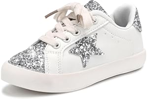 Qimaoo Girls Sneakers Glitter Tennis Shoes Lightweight Non-Slip Running Walking Shoes for Toddler/Little Kid/Big Kid