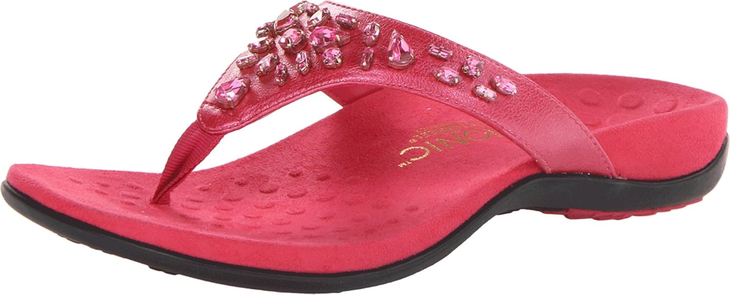Amazon.com | Vionic with Orthaheel Technology Pearl Thong Sandals Fuchsia | Heeled Sandals