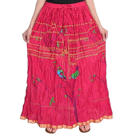 Women's A-Line Skirt (DL3218_Pink_Free Size)