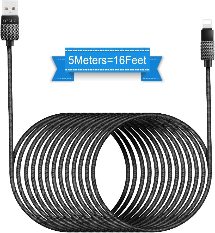 Opluz 16FT Charging Cable, 5M USB Phone Charger Cord Fast Charging Durable Braided Nylon Cord Compatible with Phone X / 8/8 Plus / 7/7 Plus / 6S / 6S Plus / 6/6 Plus/SE, Pad and Pod Touch