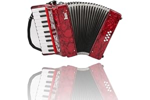 GAEIRT Accordion, Piano Accordion 8 Bass 22 Key Accordian Instrument with Accordion Strap Button Accordion for Adult Professional Accordions for Kids Playing