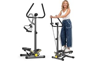 ZIWWVY Stepper Machine with Resistance Bands, Mini Stepper with 300LBS Weight Capacity, Twist Stepper for Full Body Workout, Adjustable Step Height, Smooth and Quiet, Step Machine for Men Women