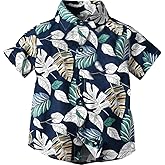 BACKID Toddler Boy Hawaiian Button Down Shirts 3T 4T 5T Kids Floral Short Sleeve Summer Beach Clothes