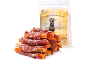 Pawmate Duck Double Purple Sweet Potato Wraps Dog Treats, Healthy Low Fat Dog Jerky High Protein for Training Treats Snacks, Chewy for Small Medium Large Dogs 12-15 Counts