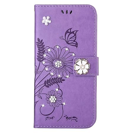 kompatibel mit iPhone SE Hülle,iPhone 5S Hülle,Handyhülle für iPhone SE Blume Schmetterling Glitzer Strass Diamant PU Lederhü