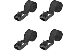 TuTuYa Tie Down Straps, 4PK 3.3Ft x 0.98In (100x2.5cm) Black Lashing Straps with Buckle Heavy Duty Adjustable Retaining Short Straps Tensioning Belts for Vans, Bicycle, Trailer, Luggage