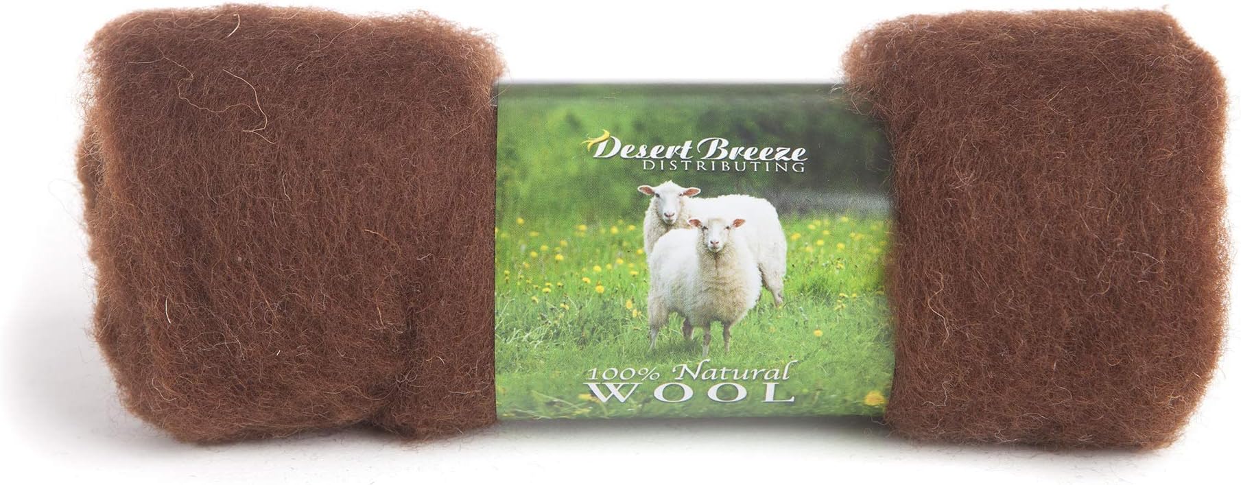 Maori Wool - A Special Blend of New Zealand Wools by DHG for Needle Felting and Wet Felting, 1 OZ Carded Wool Batt, 100% Pure Wool, Color Chestnut Brown