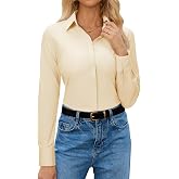 siliteelon Womens Button Down Shirt Stretch Dress Shirt Collared Long Sleeve Hidden-Button Work Shirt Wrinkle-Free Blouse
