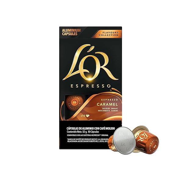 L’OR ESPRESSO CAPSULES, 10 COUNT CARAMEL, SINGLE-SERVE ALUMINUM COFFEE CAPSULES COMPATIBLE WITH THE L’OR BARISTA SYSTEM & *NESPRESSO ORIGINAL MACHINES, 10 COUNT (PACK OF 1)
